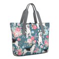 thumbnail image 1 of Tote Bag for Women - Husky Dog Flower Floral Shoulder Bag - Large Utility Work Duffle Bag with Zipper Handbag for Travel, Work, Sprots, 1 of 5