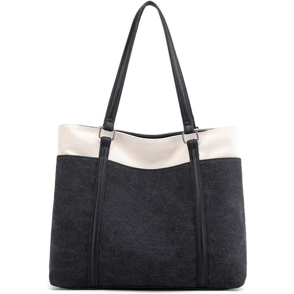 Tote Bag for Women Large Canvas Shoulder Purse for Travel Work Handbag Multi Pockets