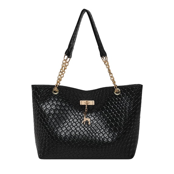 Deer Women Tote Sarcina Black 27x21.5x9.5cm, Large Capacity Shoulder Handbag Polyurethane