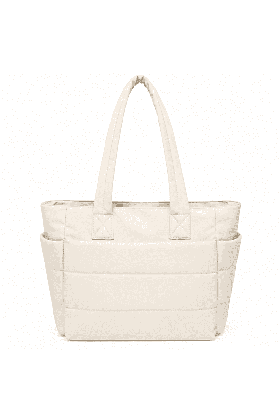 Quilted Puffer Tote Bag for Women, Large 20L Shoulder Bag with Multi Pockets, Lightweight Work Travel School Handbag