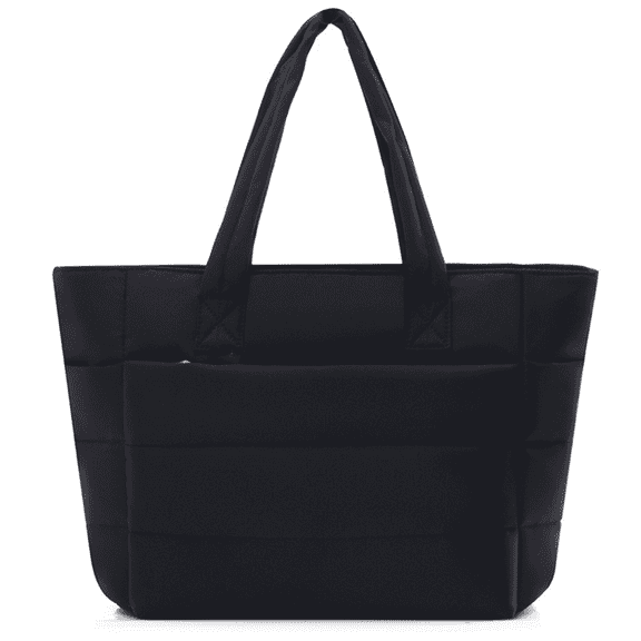Puffer Tote Bag for Women, Large Shoulder Bag Handbag Work Travel 15.6" Laptop Bag, Quilted Computer Briefcase for Teacher Nurse Trolley Sleeve, Lightweight Puffy Soft Handbags for Beach, Gym