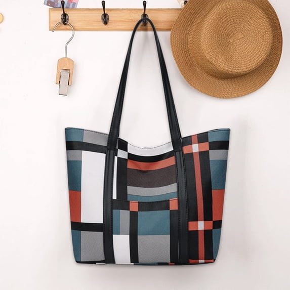 Tote Bag for Women, Large Tote Bag with Shoulder Strap, PVC Lattice Design Handbag for Work, Travel, and Daily Use