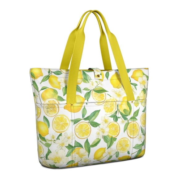 Tote Bag for Women - Lemon Shoulder Bag - Large Utility Work Duffle Bag with Zipper Handbag for Travel, Work, Sprots