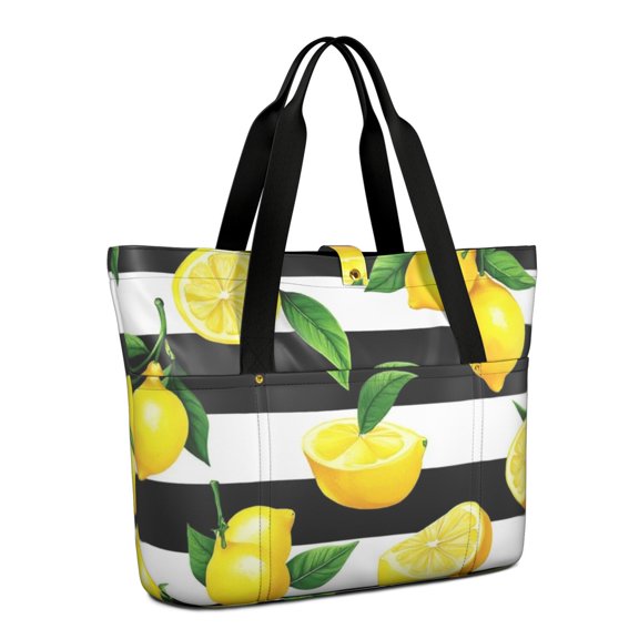 Tote Bag for Women - Lemon Shoulder Bag - Large Utility Work Duffle Bag with Zipper Handbag for Travel, Work, Sprots