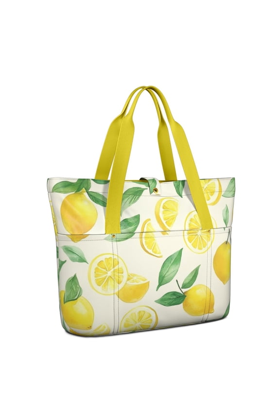 Tote Bag for Women - Lemon Shoulder Bag - Large Utility Work Duffle Bag with Zipper Handbag for Travel, Work, Sprots
