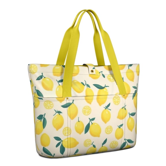 Tote Bag for Women - Lemon Shoulder Bag - Large Utility Work Duffle Bag with Zipper Handbag for Travel, Work, Sprots
