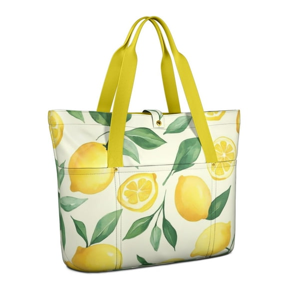 Tote Bag for Women - Lemon Shoulder Bag - Large Utility Work Duffle Bag with Zipper Handbag for Travel, Work, Sprots