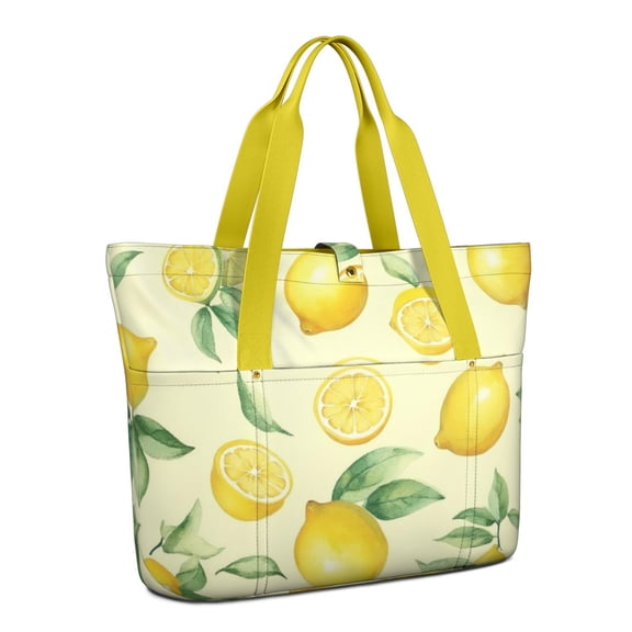 Tote Bag for Women - Lemon Shoulder Bag - Large Utility Work Duffle Bag with Zipper Handbag for Travel, Work, Sprots