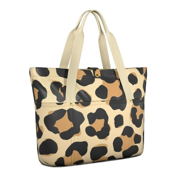 Tote Bag for Women - Leopard Print Pattern Shoulder Bag - Large Utility Work Duffle Bag with Zipper Handbag for Travel, Work, Sprots