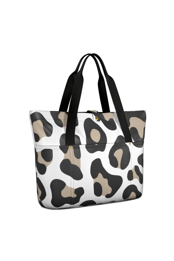 Tote Bag for Women - Leopard Print Pattern Shoulder Bag - Large Utility Work Duffle Bag with Zipper Handbag for Travel, Work, Sprots