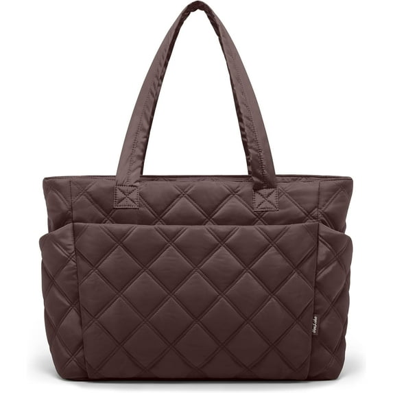 Tote Bag for Women, Lightweight Puffer Tote Work Bags with Compartments for Travel, Quilted Shoulder Bag with Zipper