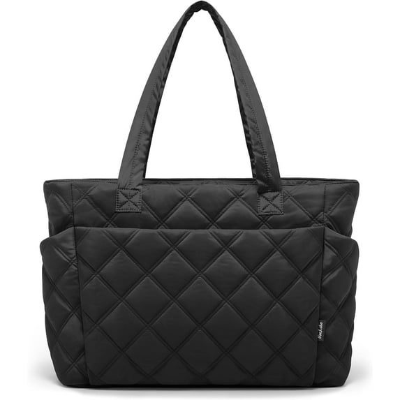 Tote Bag for Women, Lightweight Puffer Tote Work Bags with Compartments for Travel, Quilted Shoulder Bag with Zipper