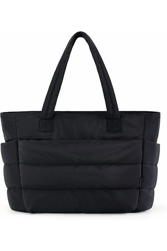 Tote Bag for Women, Lightweight Puffy Tote Bag with Compartments, Quilted Shoulder Bag Handbag for Travel, Work