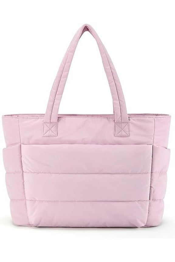 Tote Bag for Women, Lightweight Puffy Tote Bag with Compartments, Quilted Shoulder Bag Handbag for Travel, Work