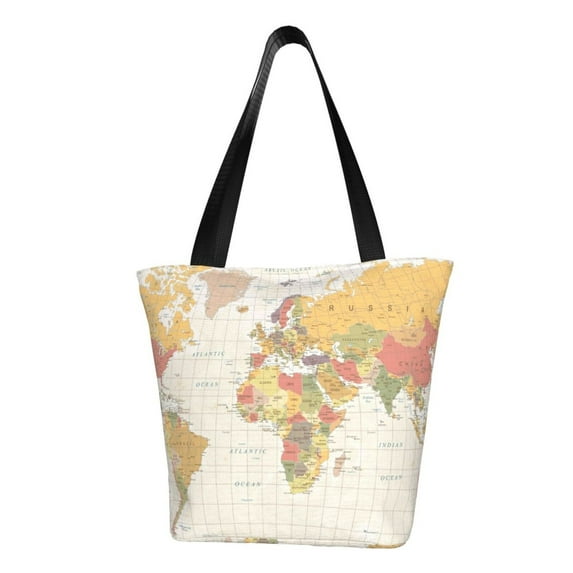 Tote Bag for Women/Men - Vintage World Map1 Handbags Shoulder Bag Zipper Closure Shopping Travel Gym Toy Bag Beach Bag