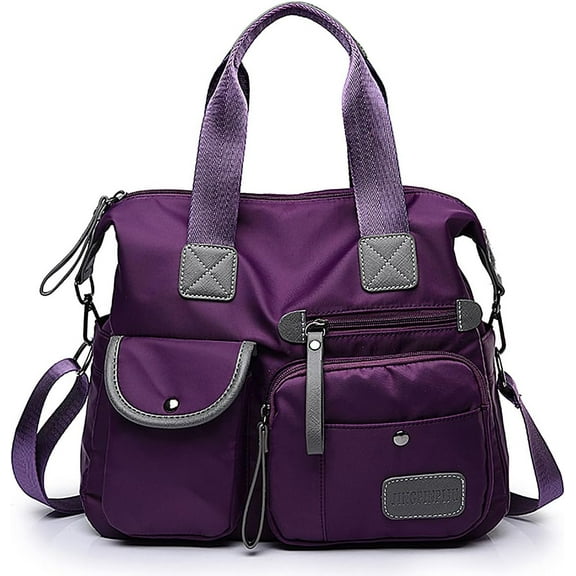 Tote Bag for Women,Multi Pockets Shoulder Handbag,Nurse Bag for Work,Large Cross body Purse,Fashion Nylon Top Handle Satchel