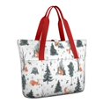 thumbnail image 1 of Tote Bag for Women - Multicolor Christmas Forest Pattern Shoulder Bag - Large Utility Work Duffle Bag with Zipper Handbag for Travel, Work, Sprots, 1 of 5
