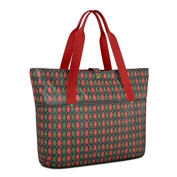 Tote Bag for Women - Multicolor Christmas Pattern Shoulder Bag - Large Utility Work Duffle Bag with Zipper Handbag for Travel, Work, Sprots