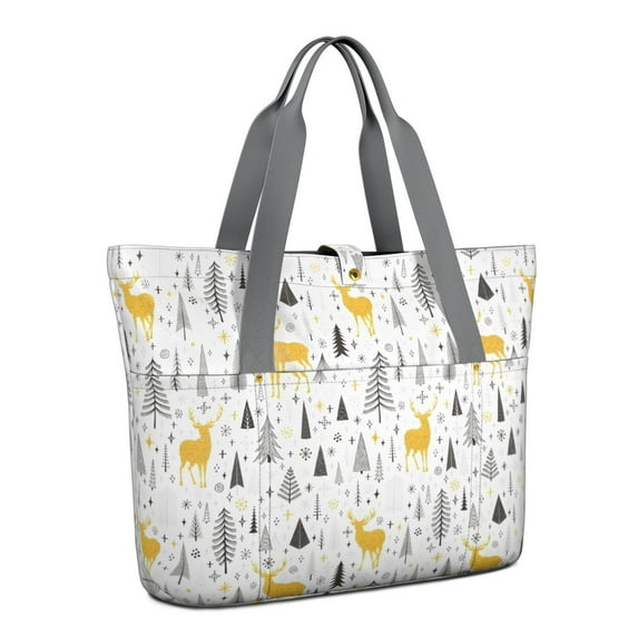 Tote Bag for Women - Multicolor Christmas Pattern Shoulder Bag - Large Utility Work Duffle Bag with Zipper Handbag for Travel, Work, Sprots