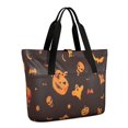 thumbnail image 1 of Tote Bag for Women - Orange Halloween Spooky Elements Shoulder Bag - Large Utility Work Duffle Bag with Zipper Handbag for Travel, Work, Sprots, 1 of 5