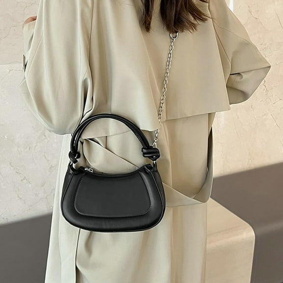 Tote Bag for Women, PU Leather Small Underarm Bag, Black