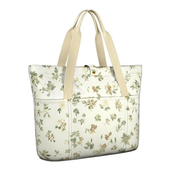 Tote Bag for Women - Pioneer Floral Pattern Shoulder Bag - Large Utility Work Duffle Bag with Zipper Handbag for Travel, Work, Sprots