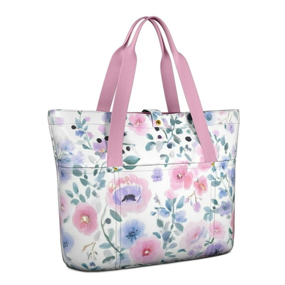 Tote Bag for Women - Pioneer Flower Shoulder Bag - Large Utility Work Duffle Bag with Zipper Handbag for Travel, Work, Sprots