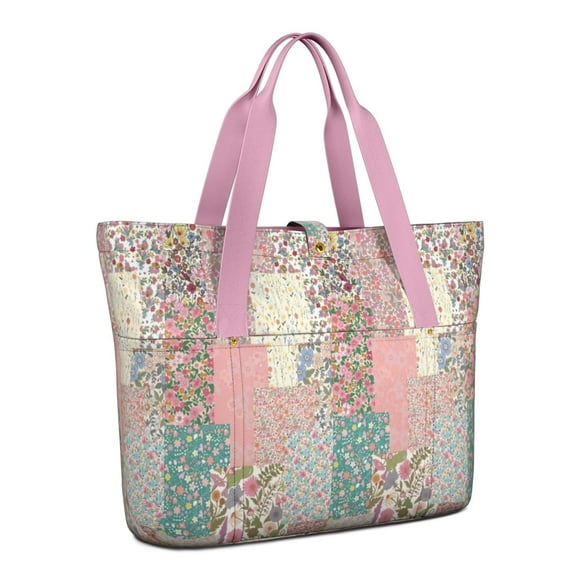 Tote Bag for Women - Pioneer Flower Shoulder Bag - Large Utility Work Duffle Bag with Zipper Handbag for Travel, Work, Sprots
