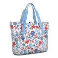 thumbnail image 1 of Tote Bag for Women - Pioneer Flower Shoulder Bag - Large Utility Work Duffle Bag with Zipper Handbag for Travel, Work, Sprots, 1 of 5