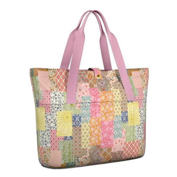 Tote Bag for Women - Pioneer Flower Shoulder Bag - Large Utility Work Duffle Bag with Zipper Handbag for Travel, Work, Sprots