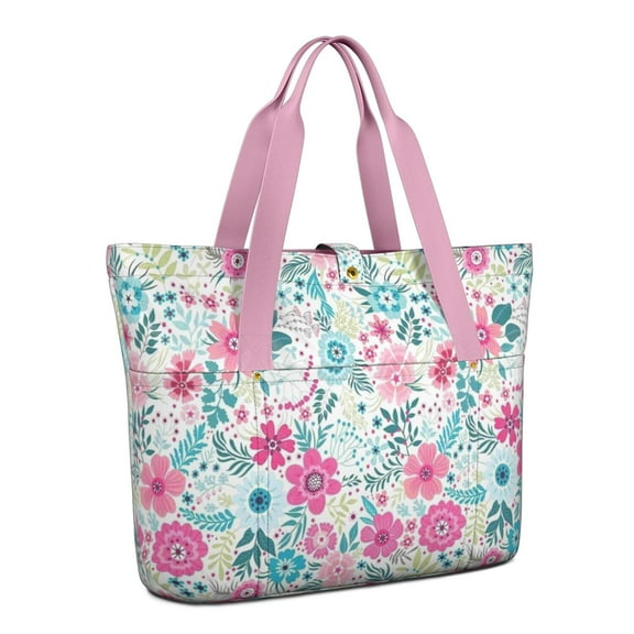 Tote Bag for Women - Pioneer Flower Shoulder Bag - Large Utility Work Duffle Bag with Zipper Handbag for Travel, Work, Sprots