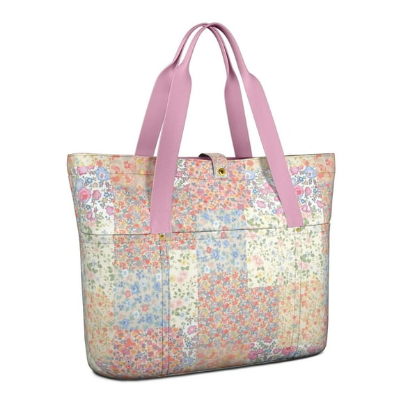 Tote Bag for Women - Pioneer Flower Shoulder Bag - Large Utility Work Duffle Bag with Zipper Handbag for Travel, Work, Sprots