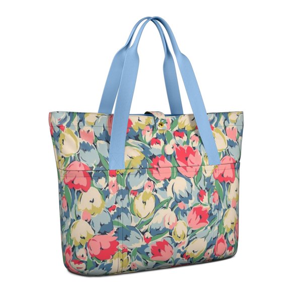 Tote Bag for Women - Pioneer Flower Shoulder Bag - Large Utility Work Duffle Bag with Zipper Handbag for Travel, Work, Sprots