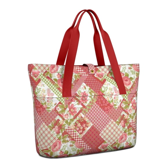 Tote Bag for Women - Pioneer Flower Shoulder Bag - Large Utility Work Duffle Bag with Zipper Handbag for Travel, Work, Sprots