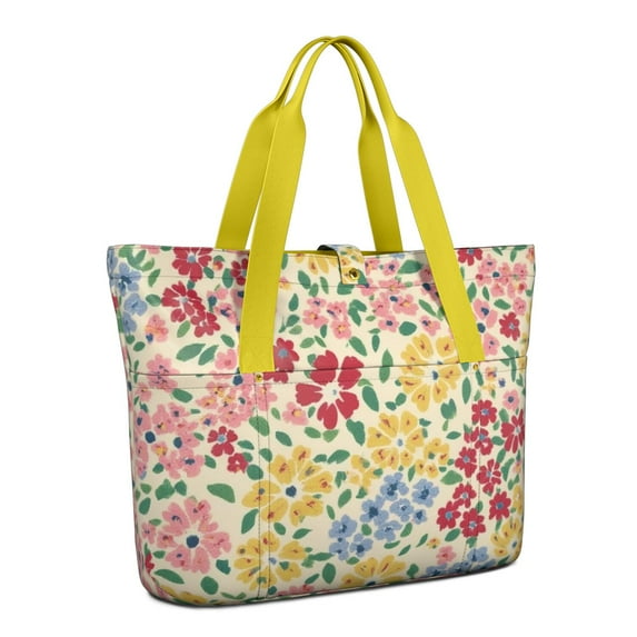 Tote Bag for Women - Pioneer Flower Shoulder Bag - Large Utility Work Duffle Bag with Zipper Handbag for Travel, Work, Sprots