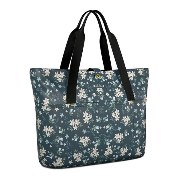 Tote Bag for Women - Pioneer Flower Shoulder Bag - Large Utility Work Duffle Bag with Zipper Handbag for Travel, Work, Sprots