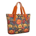 thumbnail image 1 of Tote Bag for Women - Pioneer Flower Shoulder Bag - Large Utility Work Duffle Bag with Zipper Handbag for Travel, Work, Sprots, 1 of 5