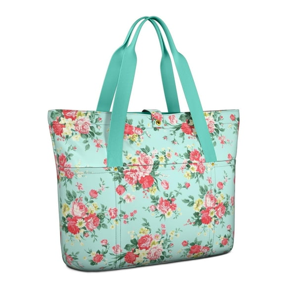 Tote Bag for Women - Pioneer Flower Shoulder Bag - Large Utility Work Duffle Bag with Zipper Handbag for Travel, Work, Sprots