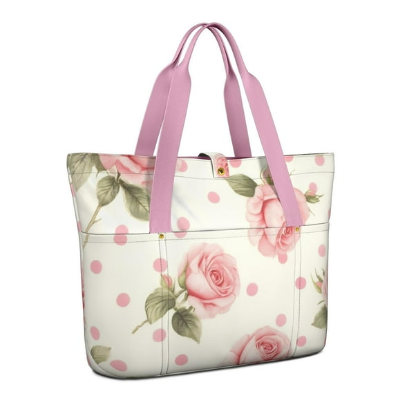 Tote Bag for Women - Pioneer Flower Shoulder Bag - Large Utility Work Duffle Bag with Zipper Handbag for Travel, Work, Sprots
