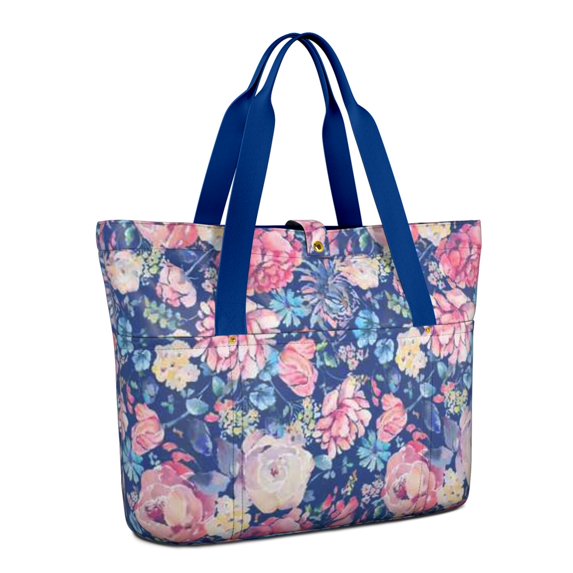 Tote Bag for Women - Pioneer Flower Shoulder Bag - Large Utility Work Duffle Bag with Zipper Handbag for Travel, Work, Sprots