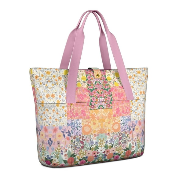 Tote Bag for Women - Pioneer Flower Shoulder Bag - Large Utility Work Duffle Bag with Zipper Handbag for Travel, Work, Sprots