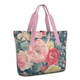thumbnail image 1 of Tote Bag for Women - Pioneer Flower Shoulder Bag - Large Utility Work Duffle Bag with Zipper Handbag for Travel, Work, Sprots, 1 of 5