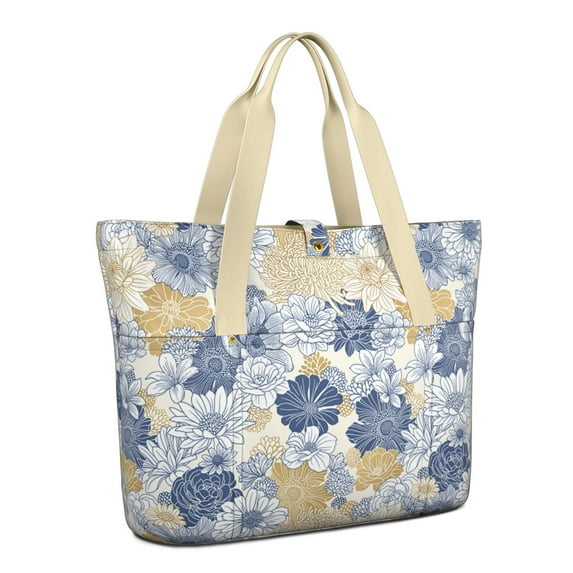 Tote Bag for Women - Pioneer Flower Shoulder Bag - Large Utility Work Duffle Bag with Zipper Handbag for Travel, Work, Sprots