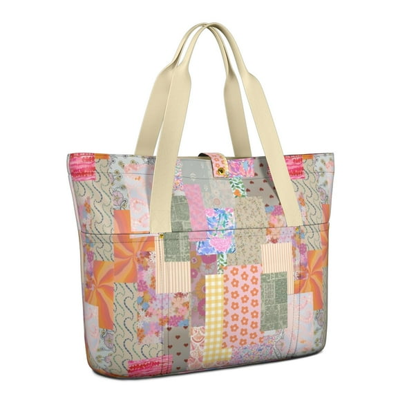 Tote Bag for Women - Pioneer Flower Shoulder Bag - Large Utility Work Duffle Bag with Zipper Handbag for Travel, Work, Sprots