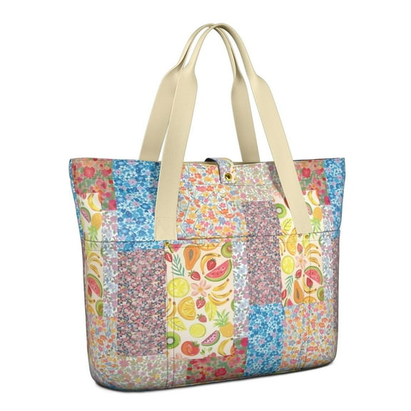 Tote Bag for Women - Pioneer Flower Shoulder Bag - Large Utility Work Duffle Bag with Zipper Handbag for Travel, Work, Sprots