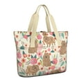 thumbnail image 1 of Tote Bag for Women - Pomeranian Dogs and Flowers Shoulder Bag - Large Utility Work Duffle Bag with Zipper Handbag for Travel, Work, Sprots, 1 of 5
