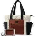 thumbnail image 1 of Tote Bag for Women, Puffer Bag and Work Bags with Zipper for Travel, Daily, School, Quilted Nurse Shoulder, 2pcs, 1 of 6