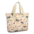 thumbnail image 1 of Tote Bag for Women - Pugs and Flowers Shoulder Bag - Large Utility Work Duffle Bag with Zipper Handbag for Travel, Work, Sprots, 1 of 5