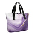 thumbnail image 1 of Tote Bag for Women - Purple and Gold Marble Texture Shoulder Bag - Large Utility Work Duffle Bag with Zipper Handbag for Travel, Work, Sprots, 1 of 5