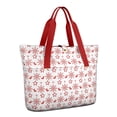 thumbnail image 1 of Tote Bag for Women - Red Christmas Snowflake Pattern Shoulder Bag - Large Utility Work Duffle Bag with Zipper Handbag for Travel, Work, Sprots, 1 of 5